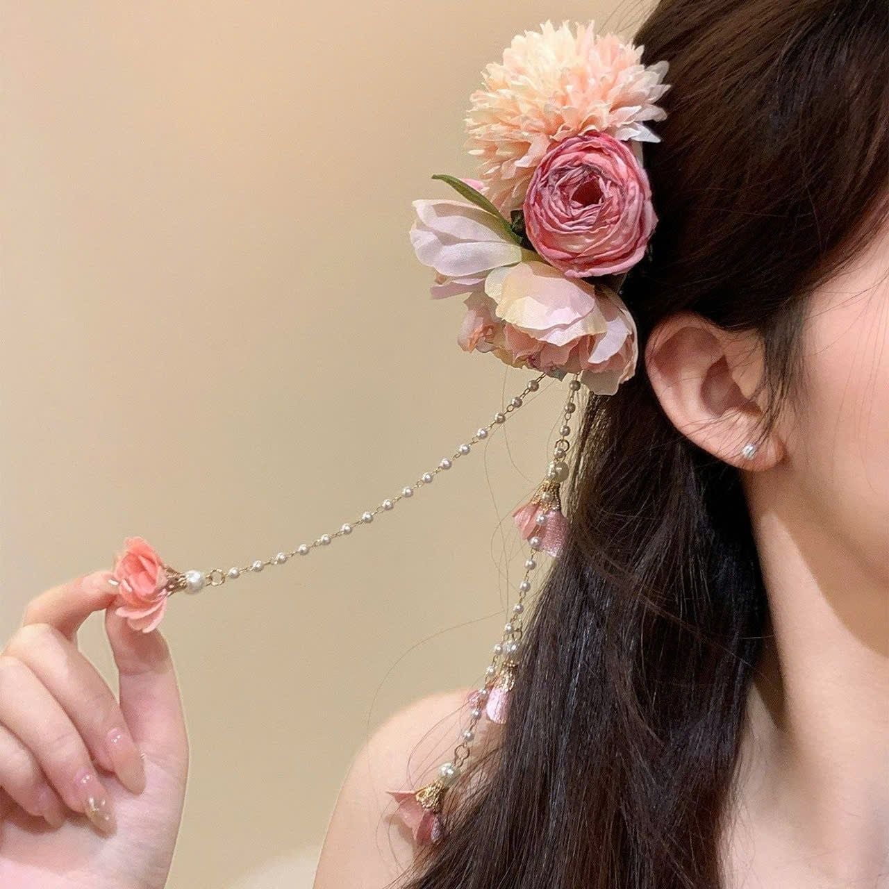  Kẹp Tóc Phong Cách Hanfu Họa Tiết Hoa 
