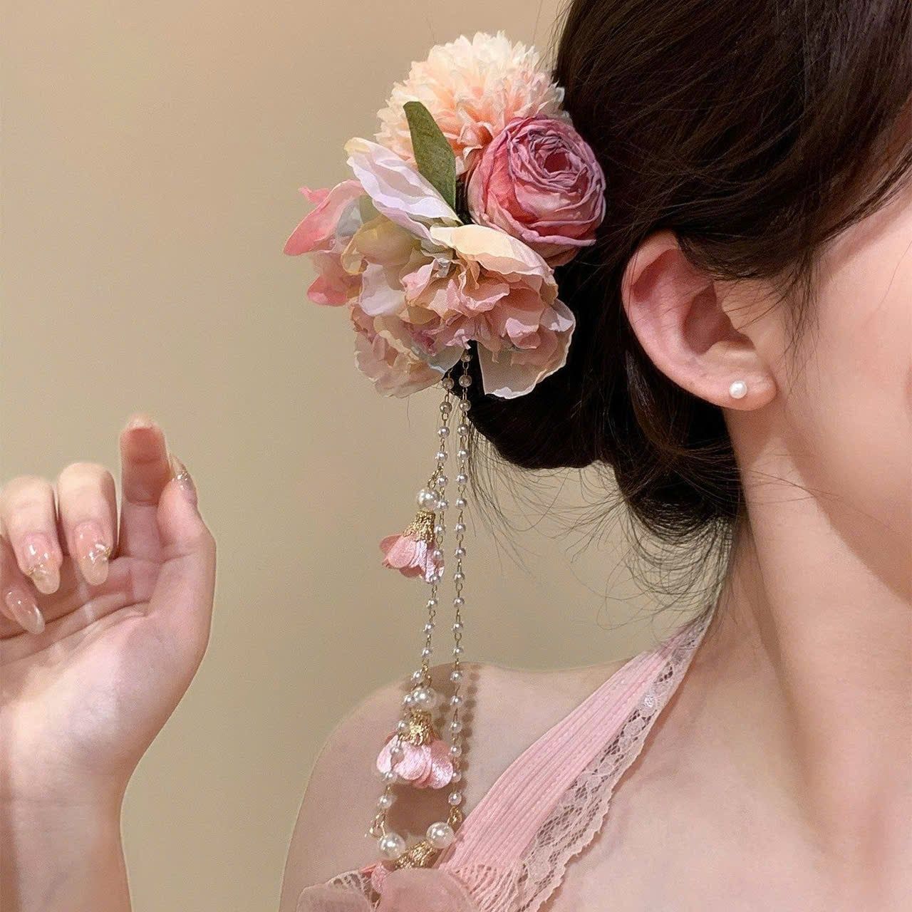  Kẹp Tóc Phong Cách Hanfu Họa Tiết Hoa 