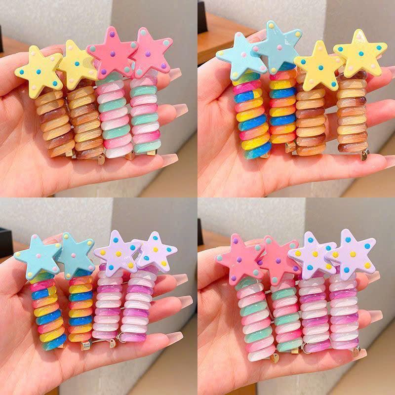  Set 5 Dây Buộc Tóc Lò Xo Hình Ngôi Sao 