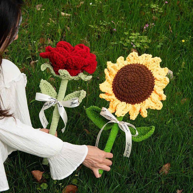  Hoa Hồng, Hoa Hướng Dương Handmade Bằng Len 