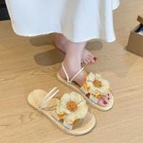  Dép Sandal Nữ Quai Ngang Đính Hoa 
