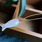 Mặt Dây Chuyền Hình Cá Mã Não Trắng 