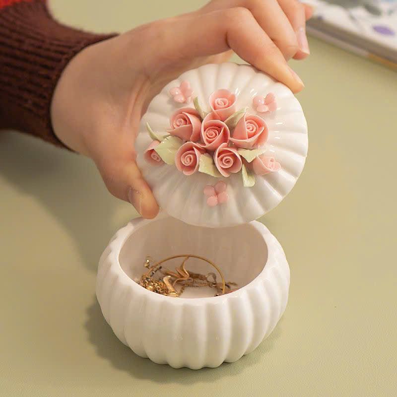  Hộp Sứ Tròn Đa Năng Hoa Hồng 