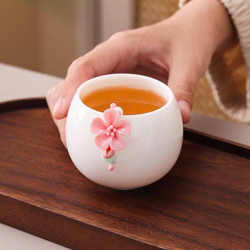  Chén Trà Gốm Sứ Thủ Công Họa Tiết Hoa Anh Đào 