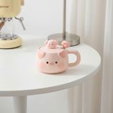  Cốc Gốm Sứ Hình Chú Heo Màu Hồng Có Nắp 