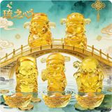  Bộ Tượng Ngũ Phúc Thần Tài Lưu Ly Vàng 