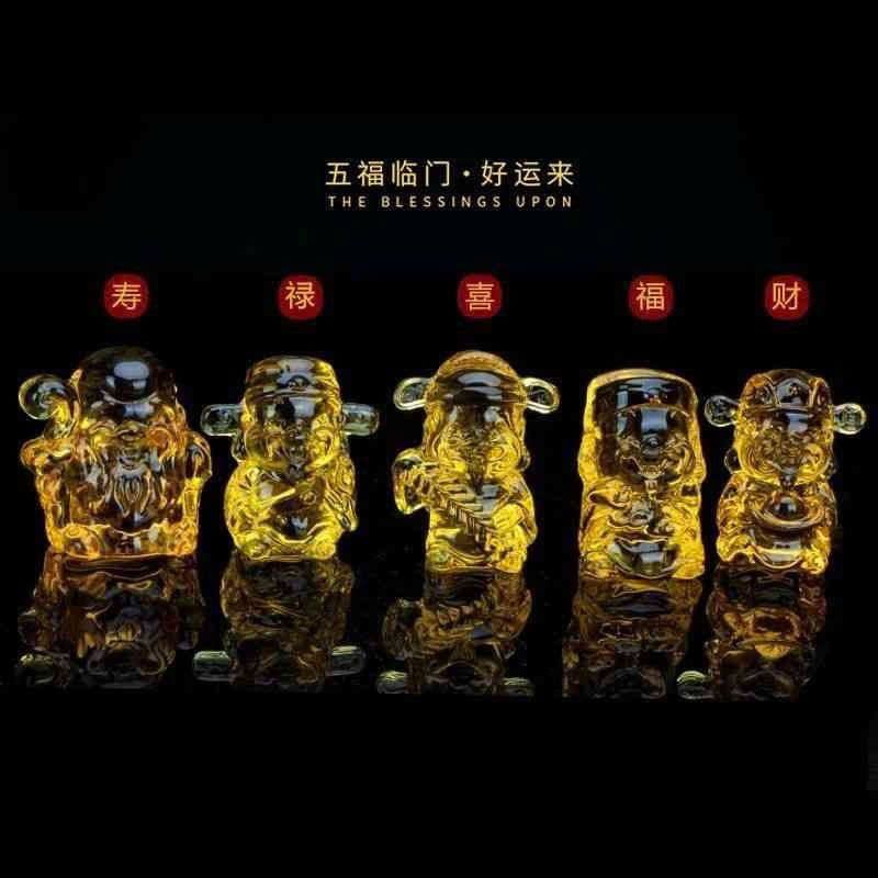  Bộ Tượng Ngũ Phúc Thần Tài Lưu Ly Vàng 