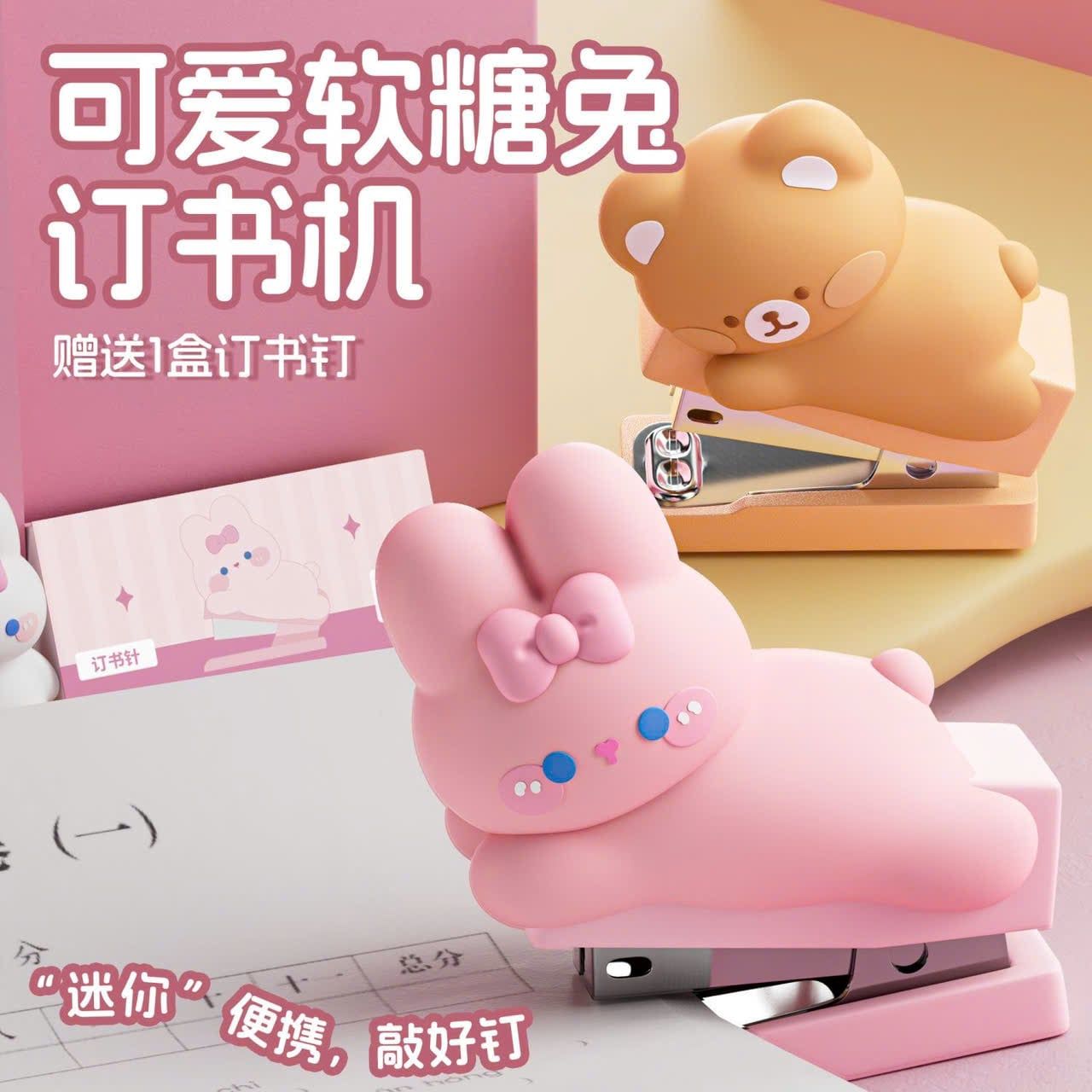 Máy Bấm Kim Mini Hình Chú Thỏ Màu Hồng 