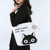  Túi Tote Trong Suốt Họa Tiết Mèo Đen Dễ Thương 