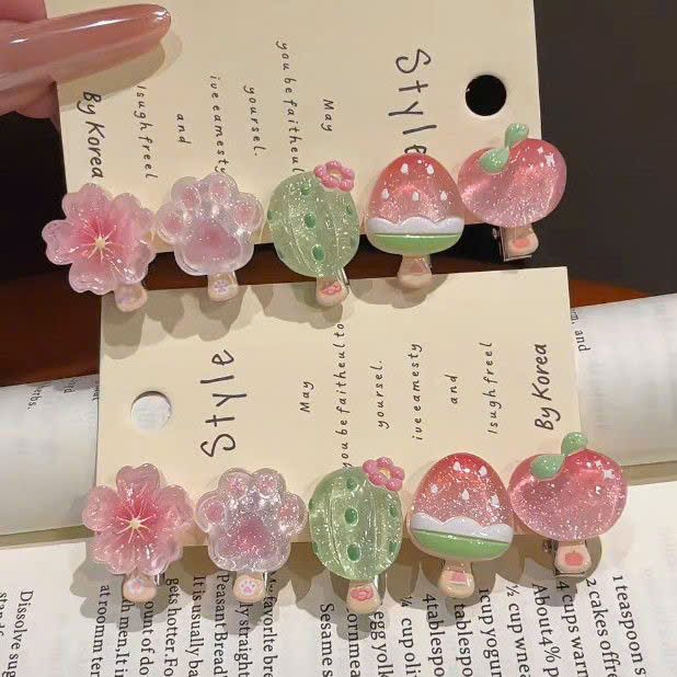  Sét Kẹp Tóc Hình Hoa Và Kem Dễ Thương 