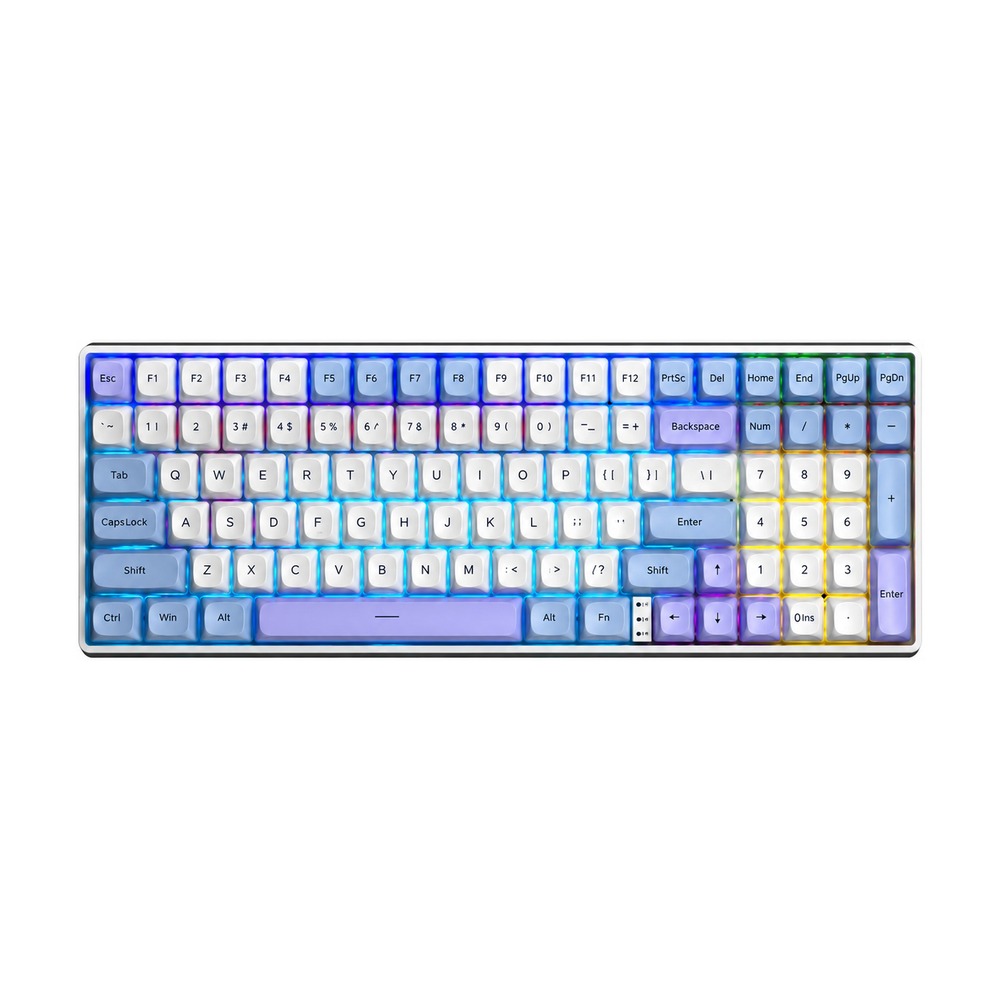 Bàn phím cơ gaming AULA S100 PRO (5762) 3 mode (Phiên bản Xanh dương+trắng+tím/ Red switch)