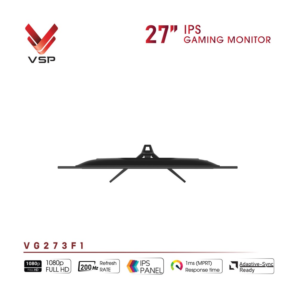 Màn hình VSP Gaming VG273F1 27 Inch (IPS, FHD, 200Hz, 1ms, FreeSync, Adaptive-Sync, Đen)
