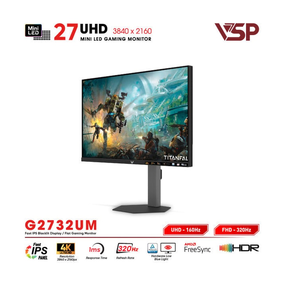 Màn hình VSP Mini-Led Vision Pro G2732UM (27 inch/4K UHD 160Hz - FHD 320Hz /1ms/Adpter Sync)