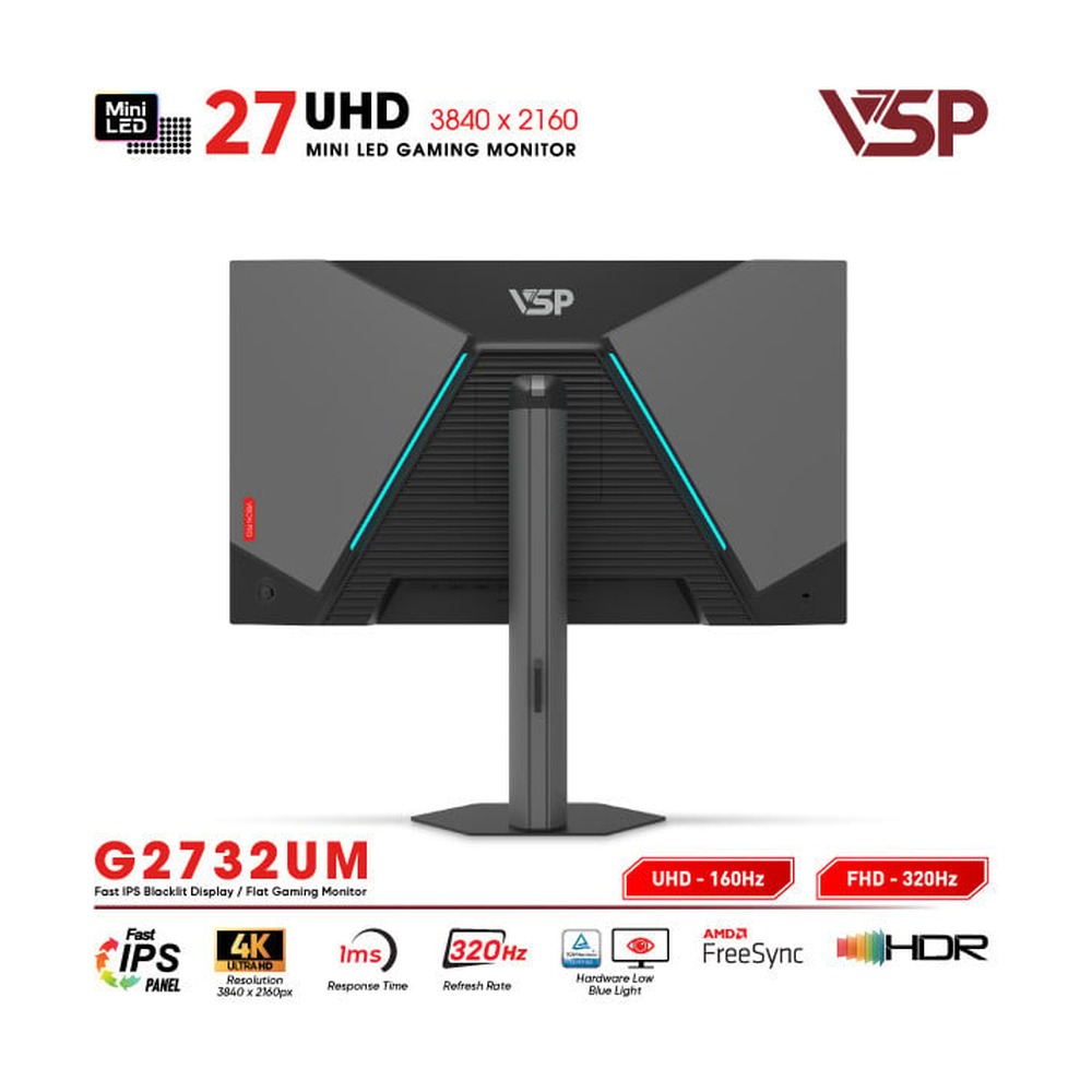 Màn hình VSP Mini-Led Vision Pro G2732UM (27 inch/4K UHD 160Hz - FHD 320Hz /1ms/Adpter Sync)