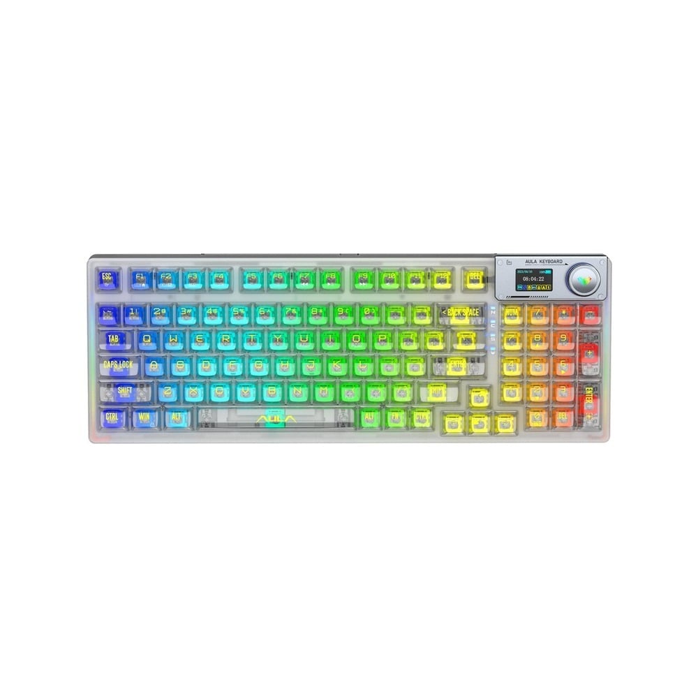Phím Cơ Aula F98 Pro (Ice Crystal Switch Trắng Trong Suốt) Không Dây