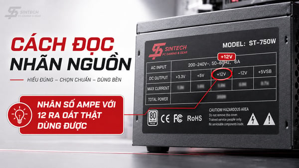 Cách đọc nhãn công suất trên thân nguồn máy tính