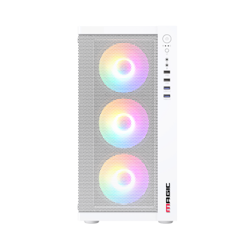 Vỏ Case Magic GM 01 Black Mesh M-ATX/ITX Trắng Kèm sẵn 4 Fan RGB
