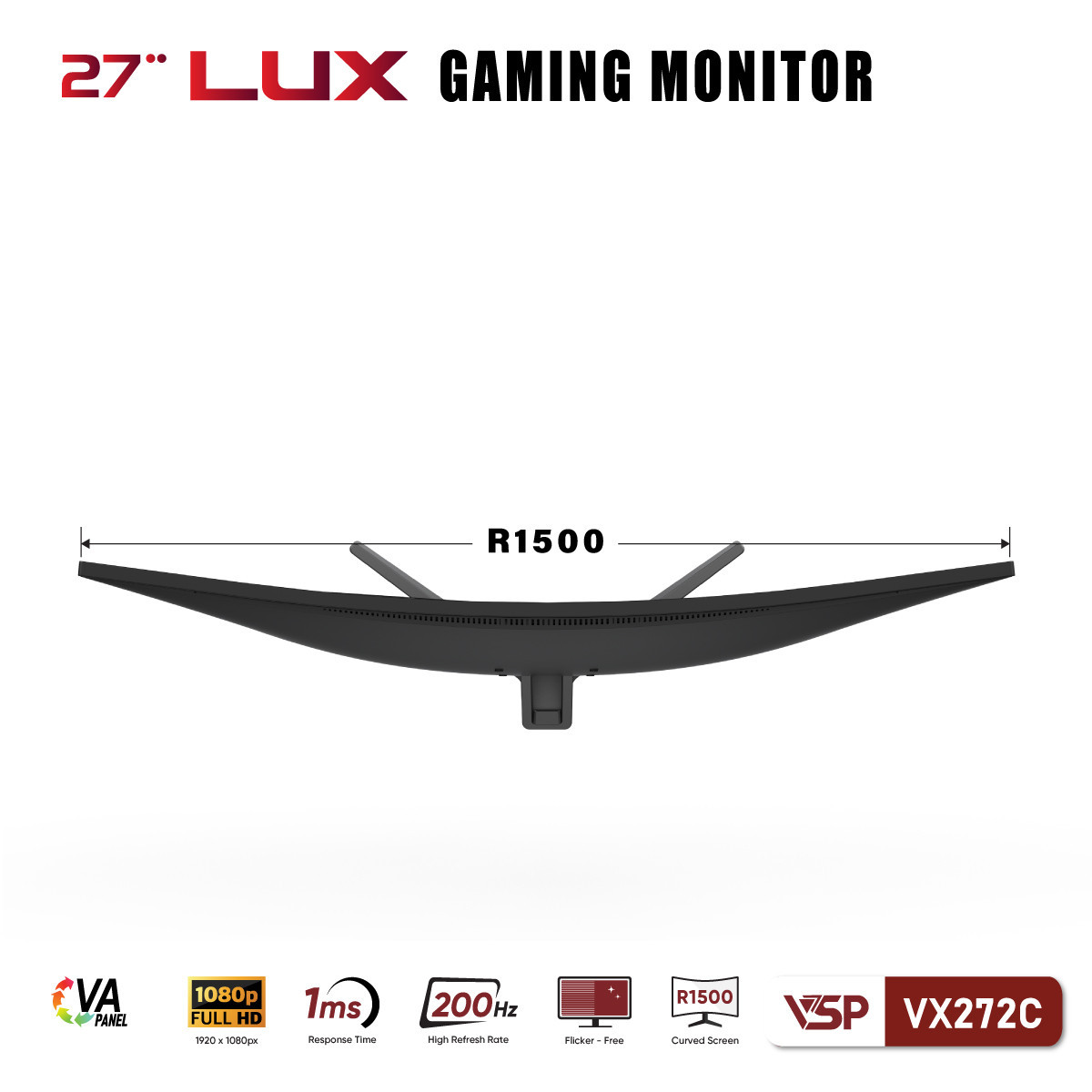 Màn hình cong VSP VX272C (27 inch / VA / FHD / 200Hz / 1ms / Freesync)