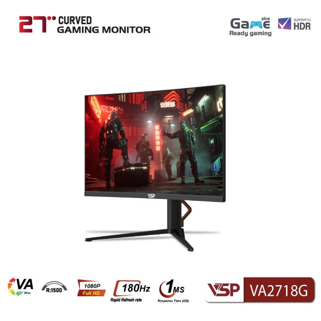 Màn hình cong Gaming VSP VA2718G 27 inch (VA, FHD, 180Hz, 1Ms, Adaptive sync)