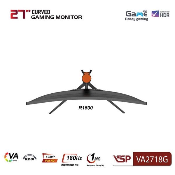 Màn hình cong Gaming VSP VA2718G 27inch (VA, FHD, 180Hz, 1Ms, Adaptive sync)