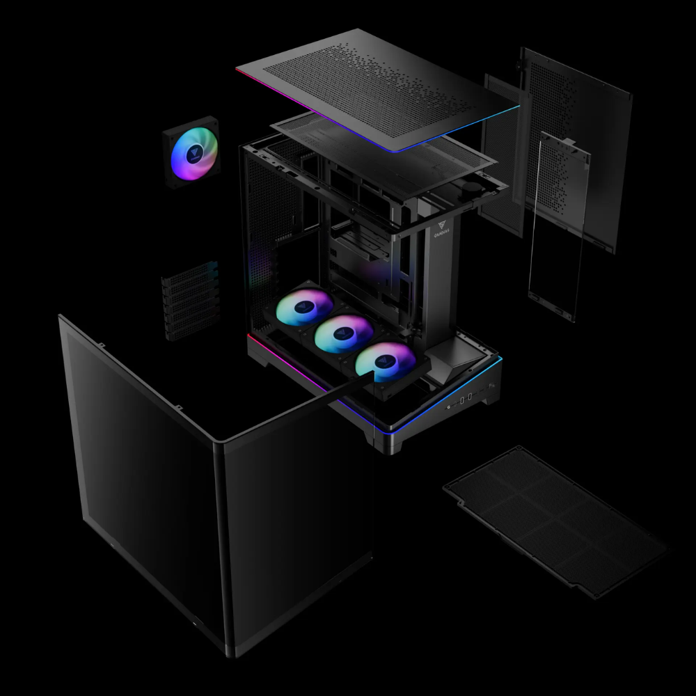 Vỏ Case Gamdias ATLAS P6 CG ATX Đen Sẵn 4 Fan ARGB