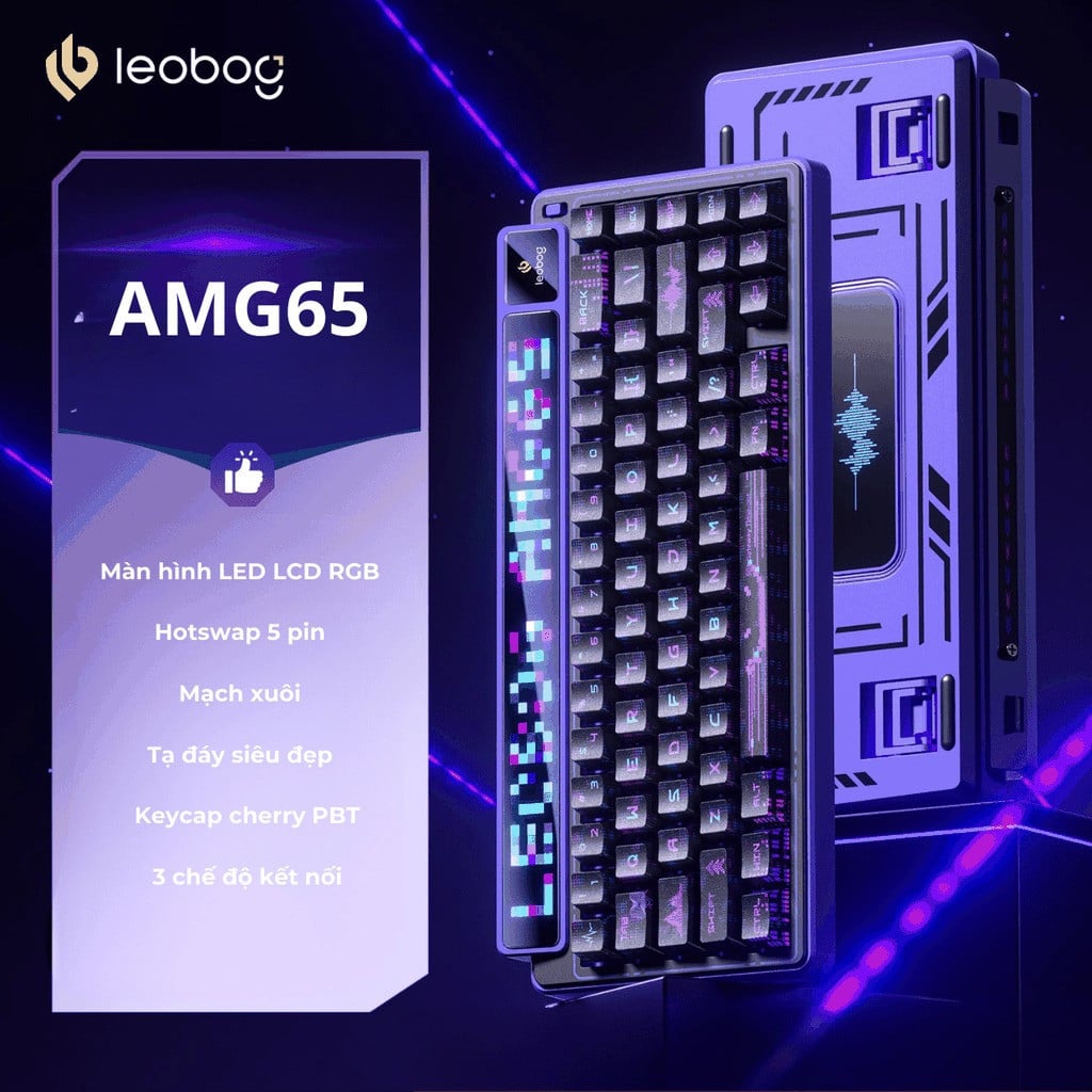 Phím Cơ Leobog AMG65 (Jadeite Switch Đen Tím) Không Dây