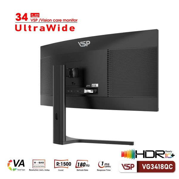 Màn Hình Cong Gaming Ultrawide VSP VG3418QC 34inch (2K/VA/180hz/1ms/Adaptive Sync)