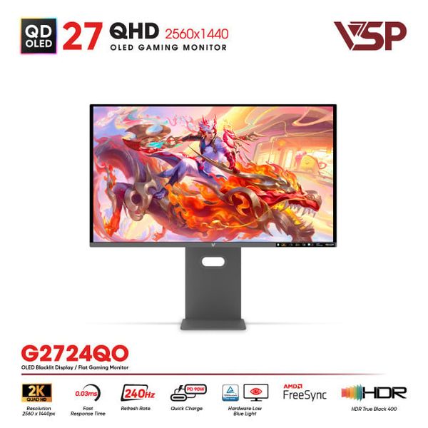 Màn hình QD-OLED Ai gaming Vision Pro G2724QO (27 Inch / 2K / 10bit / 240Hz / 0.03ms / G-Sync)