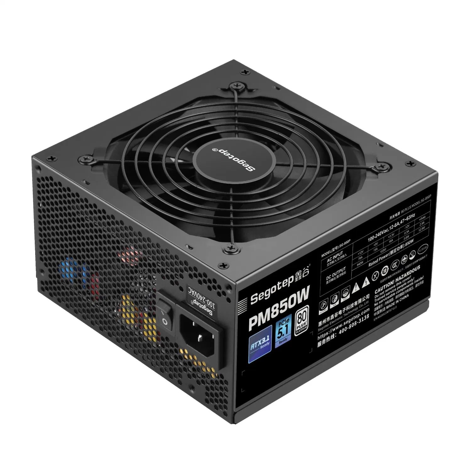 Nguồn Segotep PM850W mặt hông và quạt làm mát Nguồn Segotep PM850W mặt hông và quạt làm mát