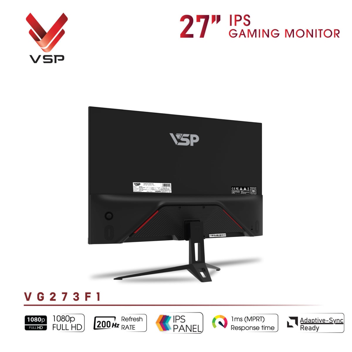 Màn hình VSP VG273F1 cổng kết nối Màn hình VSP Gaming VG273F1 mặt sau