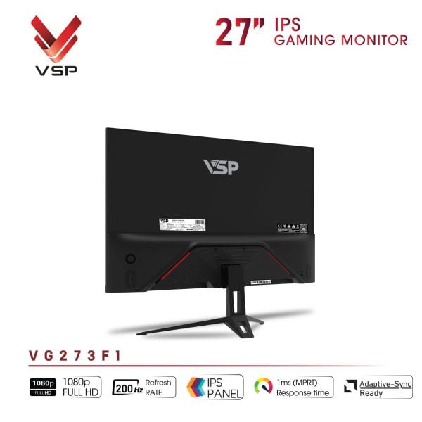 Màn hình VSP Gaming VG273F1 27 Inch (IPS, FHD, 200Hz, 1ms, FreeSync, Adaptive-Sync, Đen)