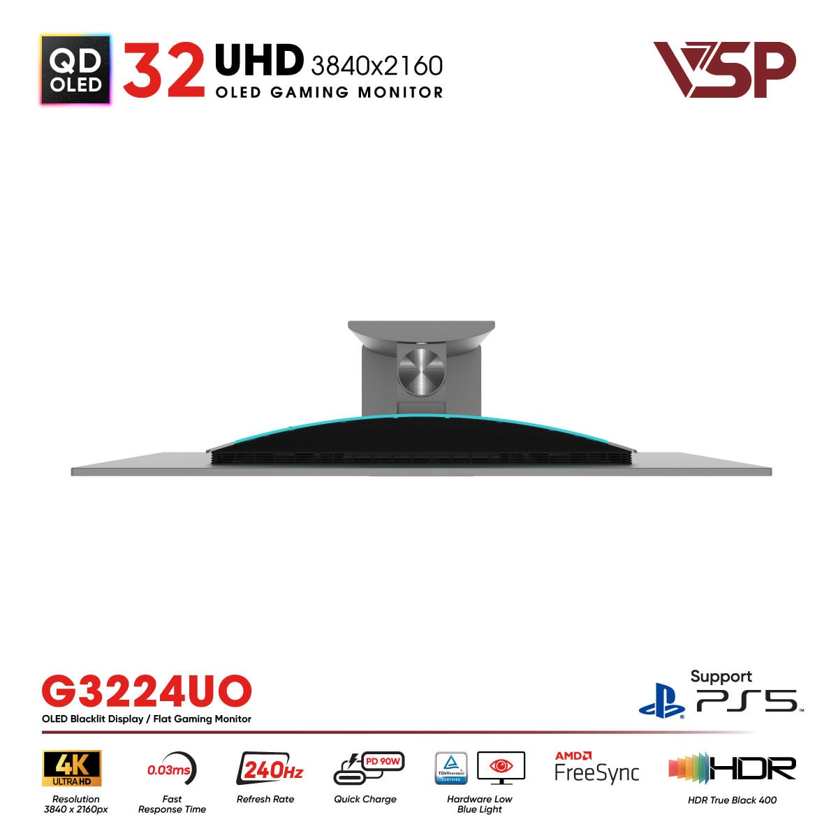 Màn hình QD-OLED Ai gaming Vision Pro G3224UO (32 inch / 4K / 10bit / 240Hz / 0.03ms / G-sync)