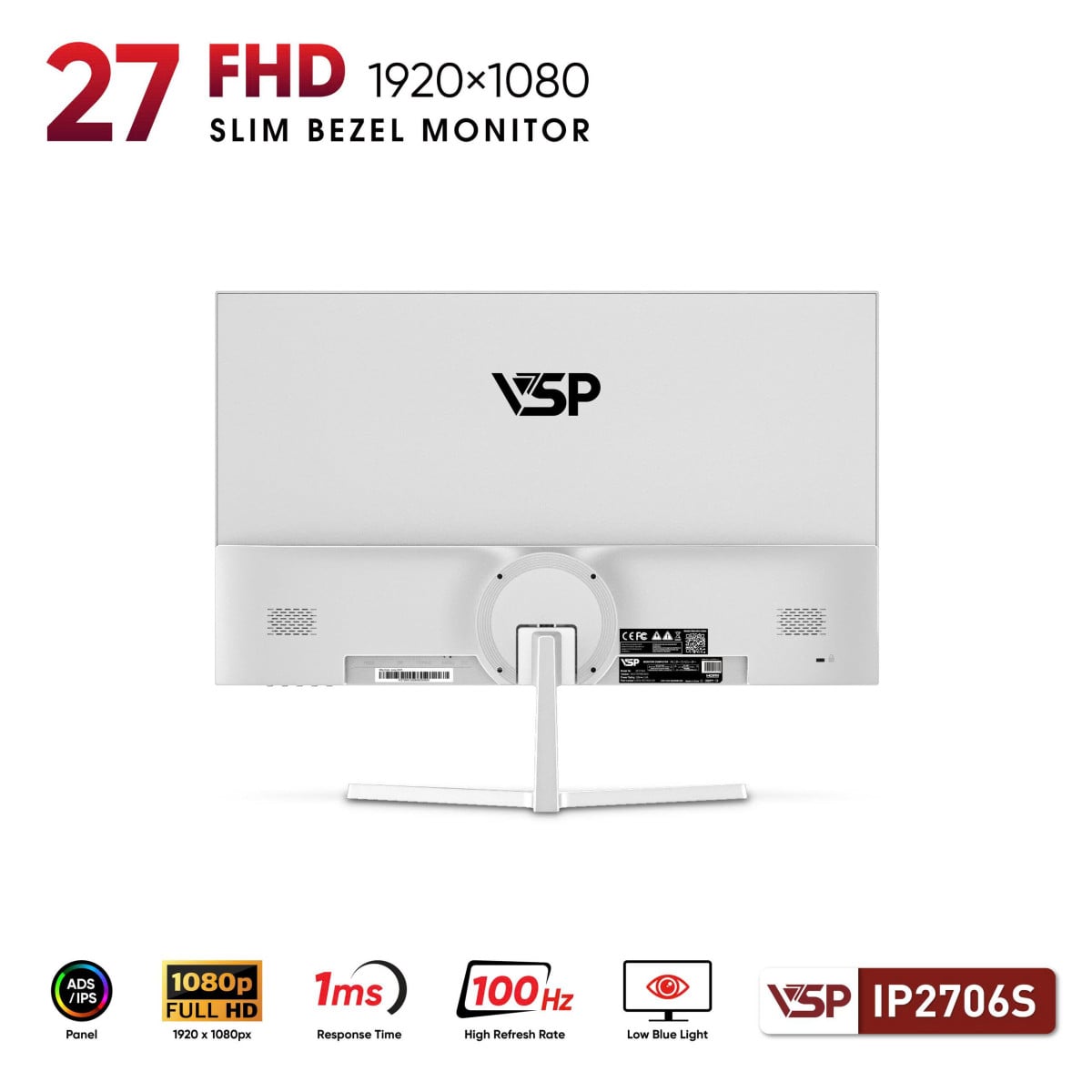 Màn hình VSP IP2706S 27 inch ( IPS / FHD / 100Hz / 1ms) Trắng