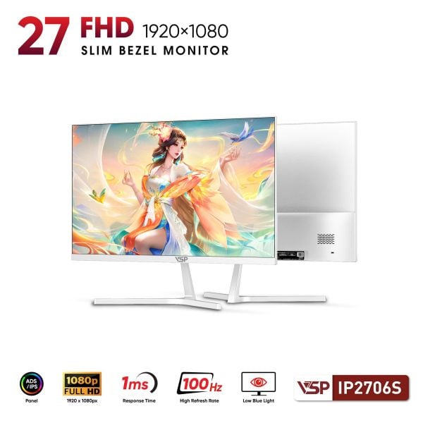 Màn hình VSP IP2706S 27inch ( IPS / FHD / 100Hz / 1ms) Trắng