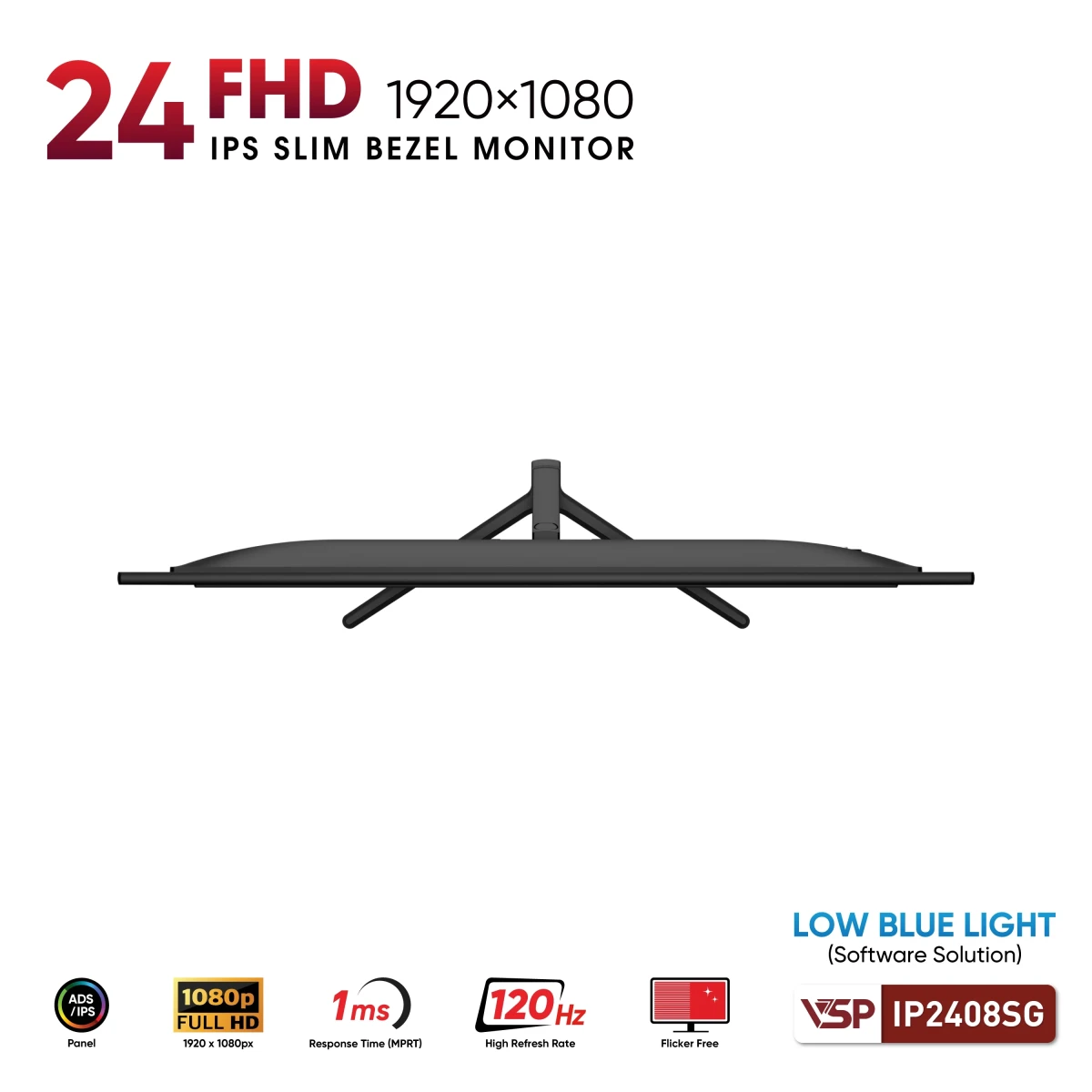 Màn Hình VSP IP2408SG 24 inch FHD IPS 120Hz 1ms  FreeSync AdaptiveSync Đen