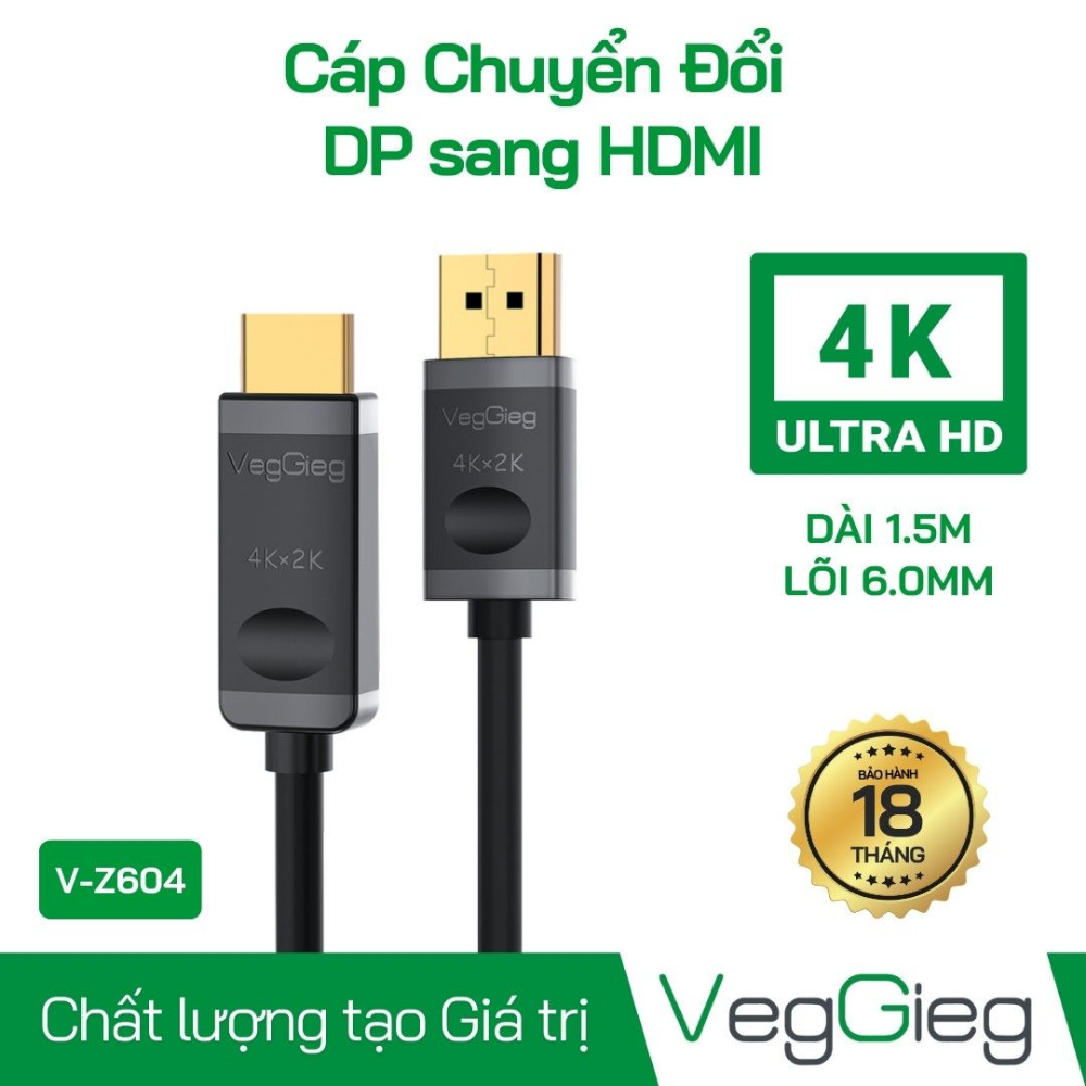Cáp Chuyển Đổi Display Port Sang HDMI (HDTV) 4K - V-Z604
