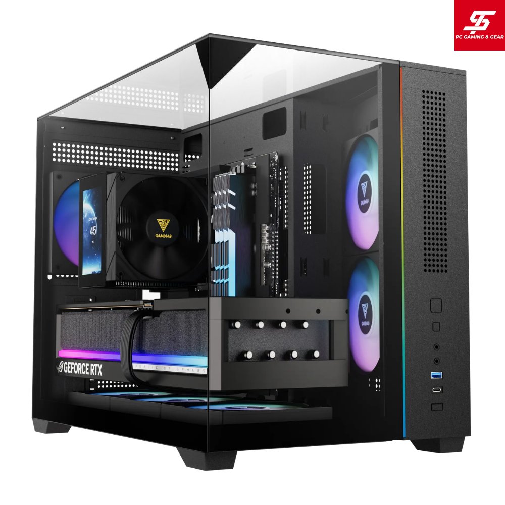 Vỏ Case Gamdias ATLAS M3M M-ATX Đen Sẵn 3 Fan ARGB