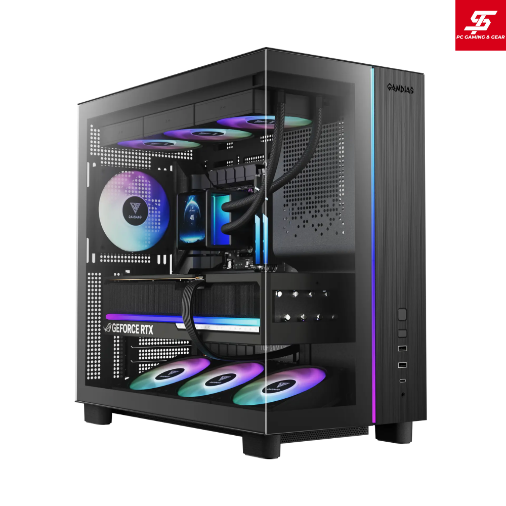 Vỏ Case Gamdias ATLAS M4 ATX Đen Sẵn 4 Fan ARGB