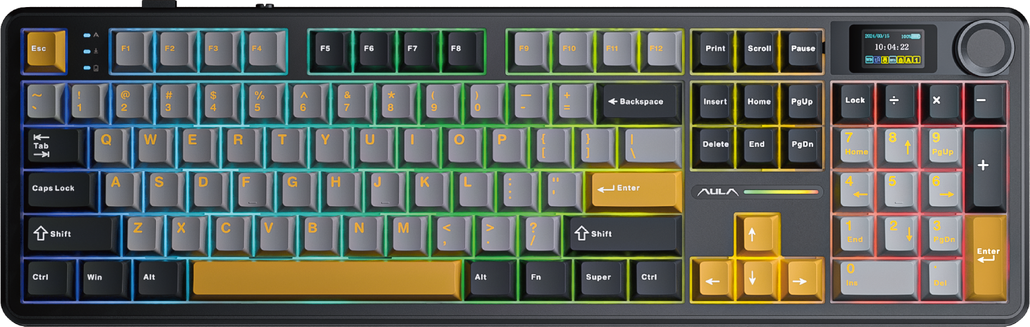 Aula F108 Pro phối màu đen xám vàng Aula F108 Pro phối màu đen xám vàng