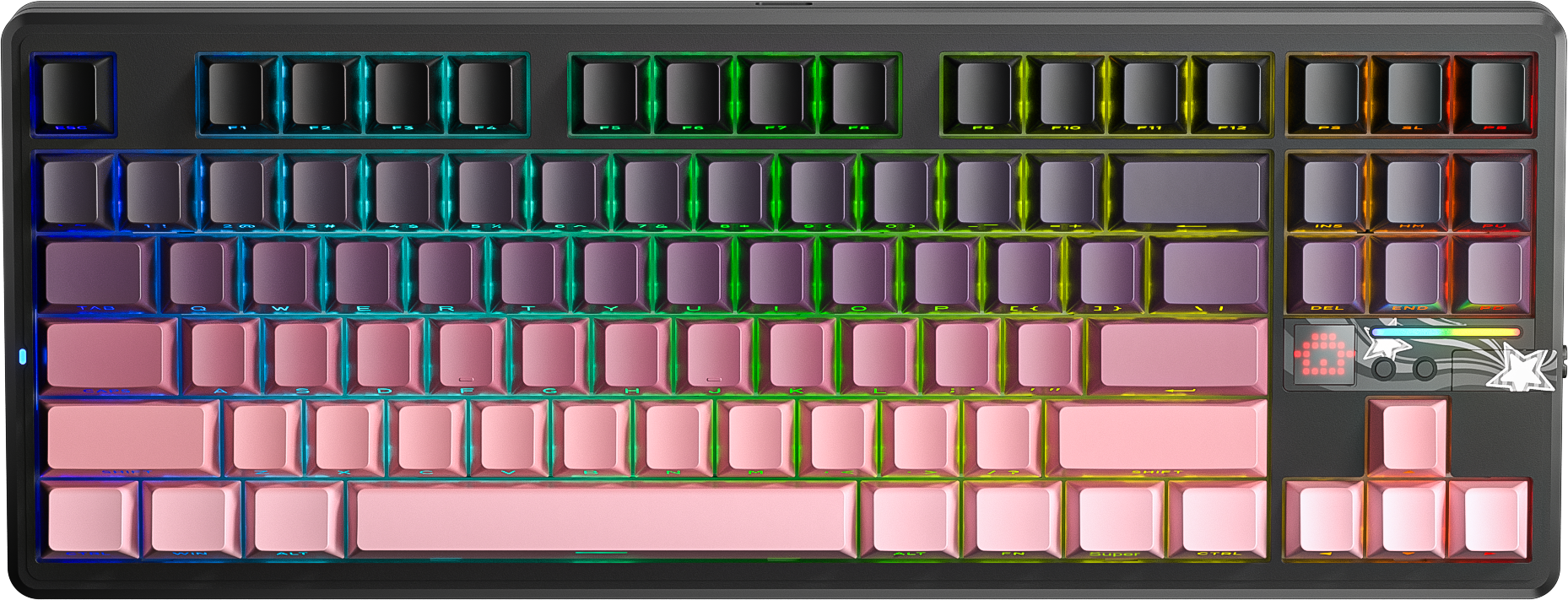 BÀN PHÍM CƠ GAMING AULA F87 PRO V2 (2643)  3 MODE (Phiên bản Đen hồng gradient/ X3 Switch)