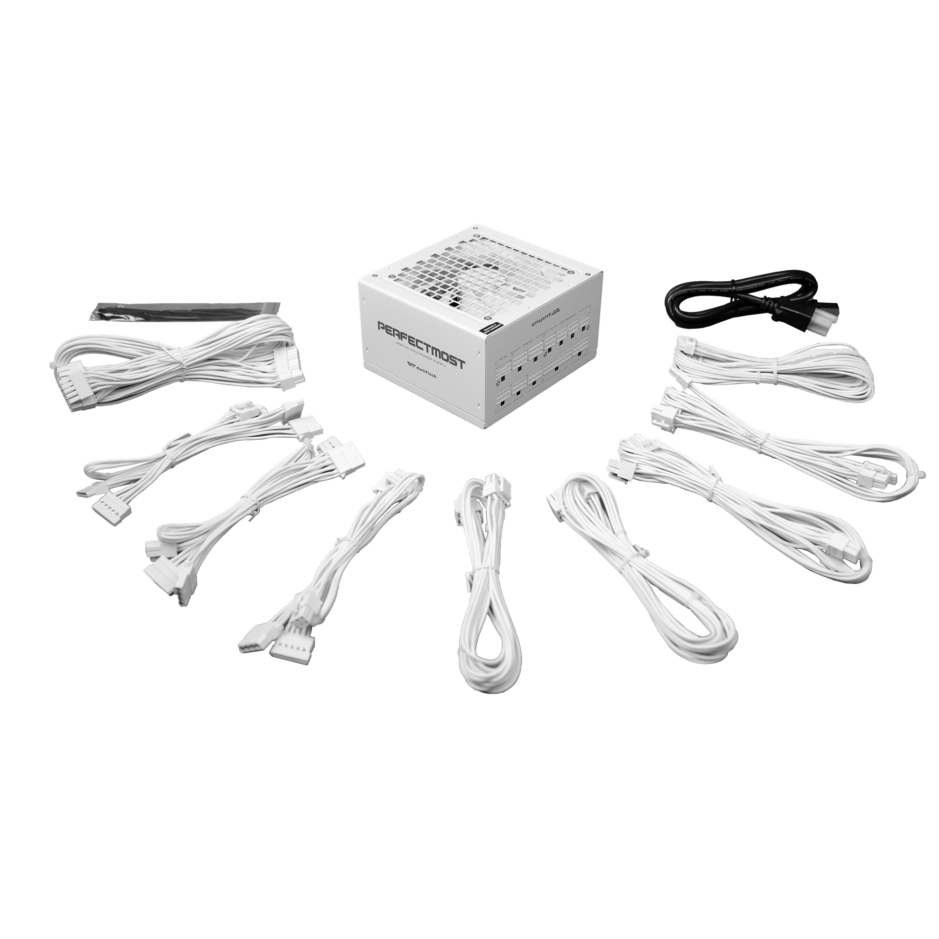 Nguồn máy tính DarkFlash PMT 850W GOLD ATX 3.1, PCIe 5.1 (80 Plus Gold/ Full-Modular) Trắng