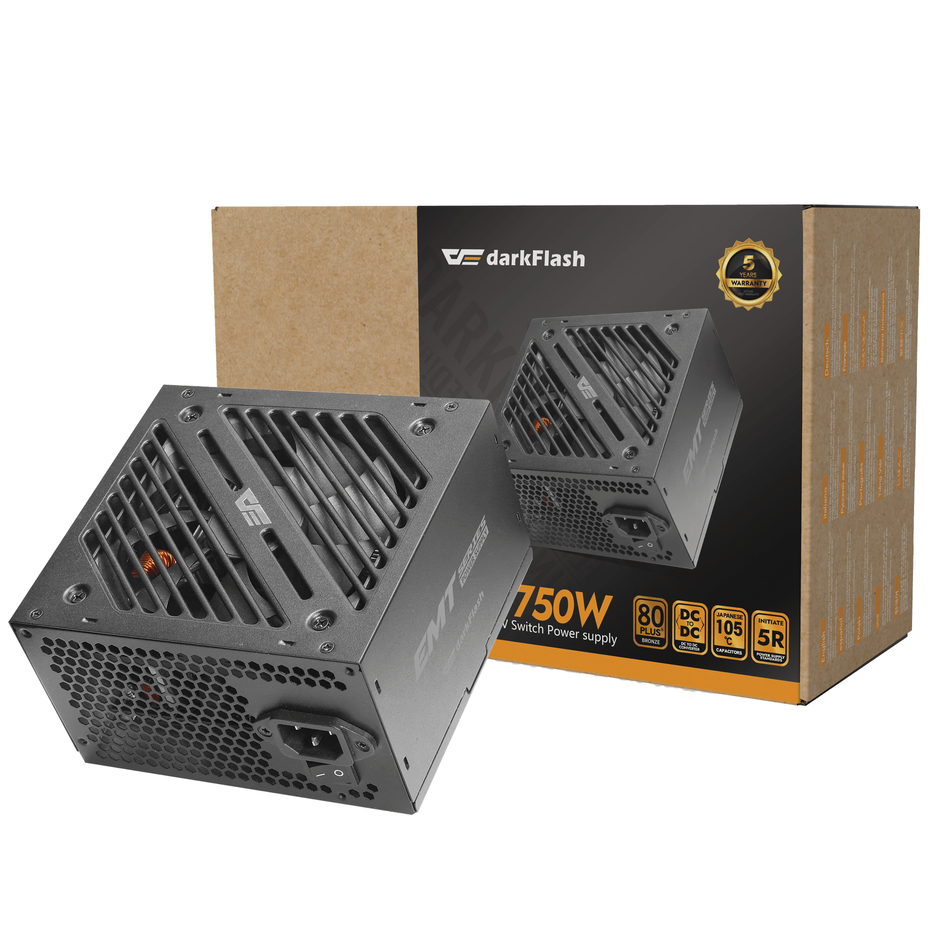 Nguồn DarkFlash EMT 750W 80 Plus Bronze Non- modular ATX