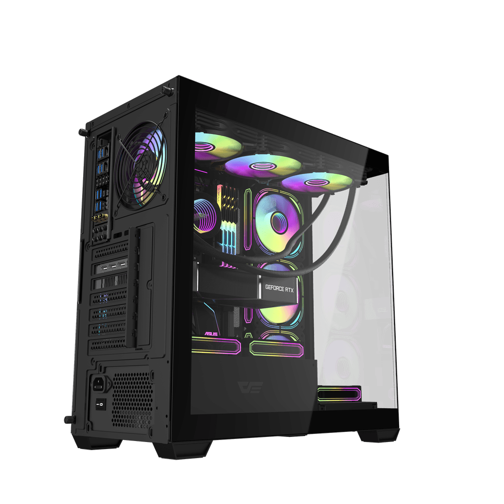 Vỏ Case DARKFLASH DS900W ATX Đen cho setup PC gaming