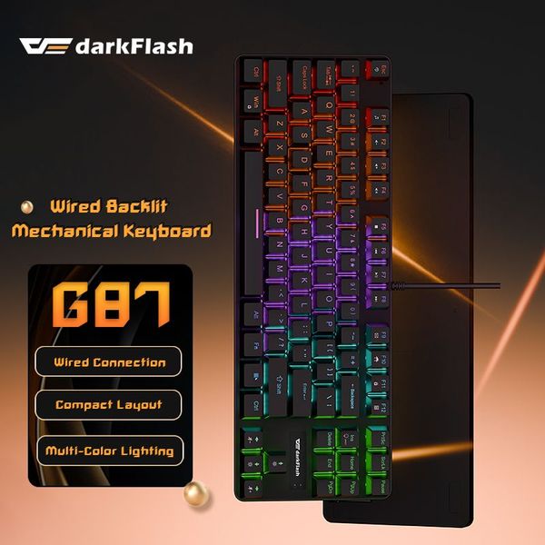 Bàn phím cơ Mechanics Darkflash G87 trên setup PC gọn