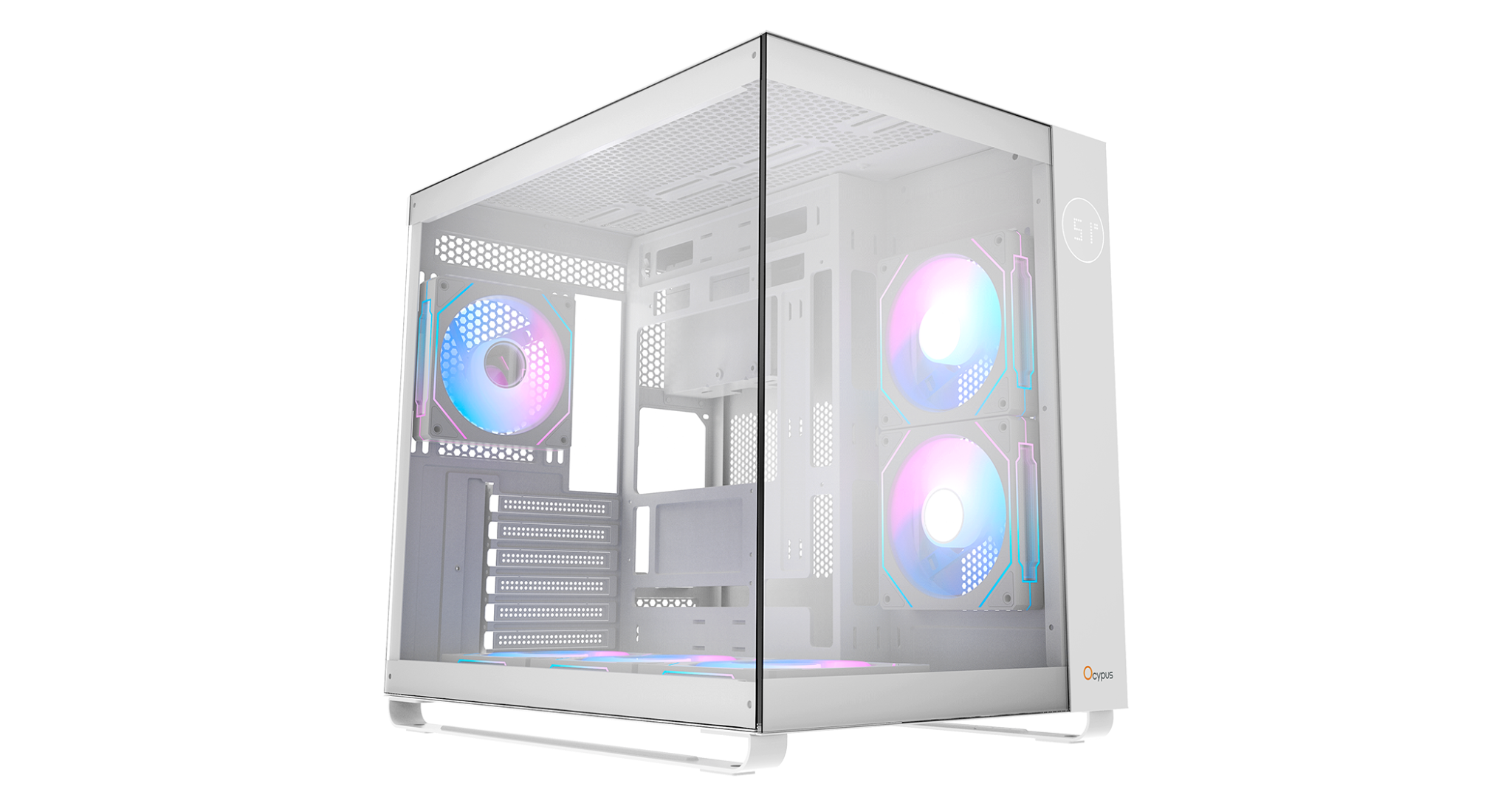 Vỏ Case Ocypus Iota C70 Trắng Sẵn 3 Fan ARGB Vỏ Case Ocypus Iota C70 Trắng sẵn fan ARGB