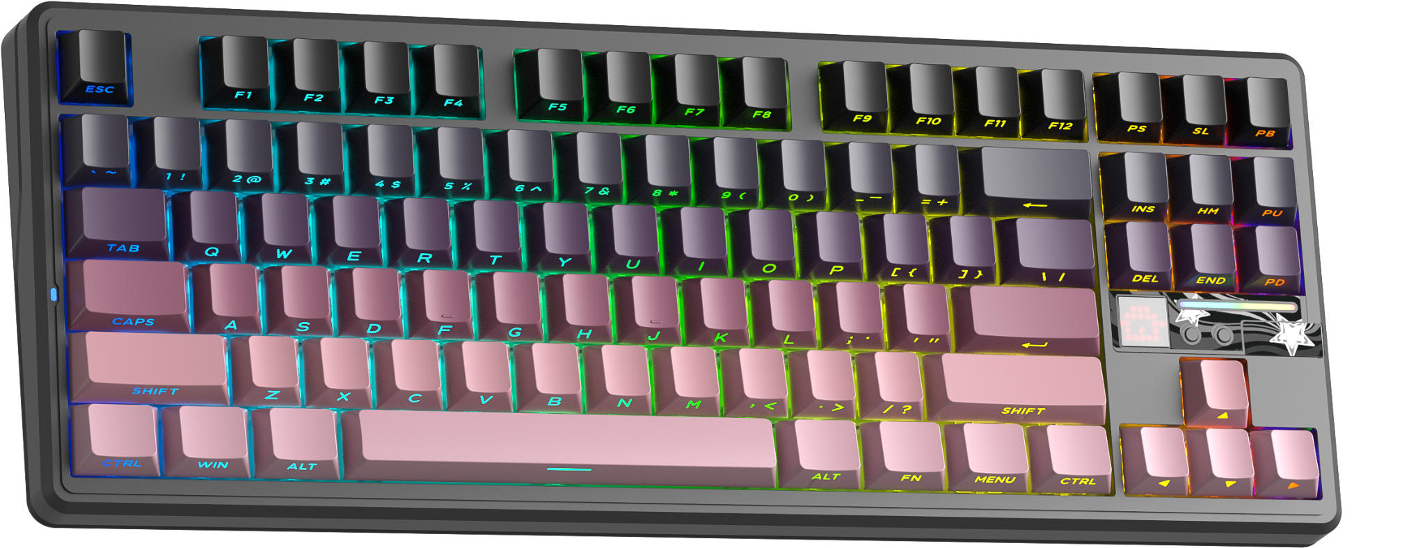 BÀN PHÍM CƠ GAMING AULA F87 PRO V2 (2643)  3 MODE (Phiên bản Đen hồng gradient/ X3 Switch)