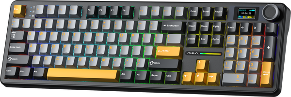 Phím Cơ Aula F108 Pro (Reaper Switch Đen Xám Vàng) Không Dây