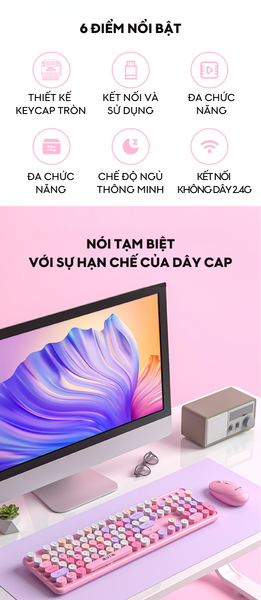 Combo Bàn Phím Chuột Aula AC306 (Coffee) Không Dây