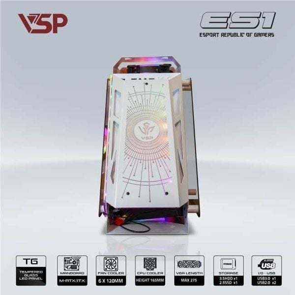 Vỏ Case VSP ESPORT ROG ES1 M-ATX/ITX Trắng