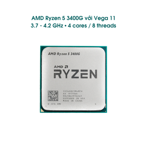 CPU AMD Ryzen 5 3400G 3.7GHz up to 4.2GHz, 4 nhân 8 luồng, 4MB Cache